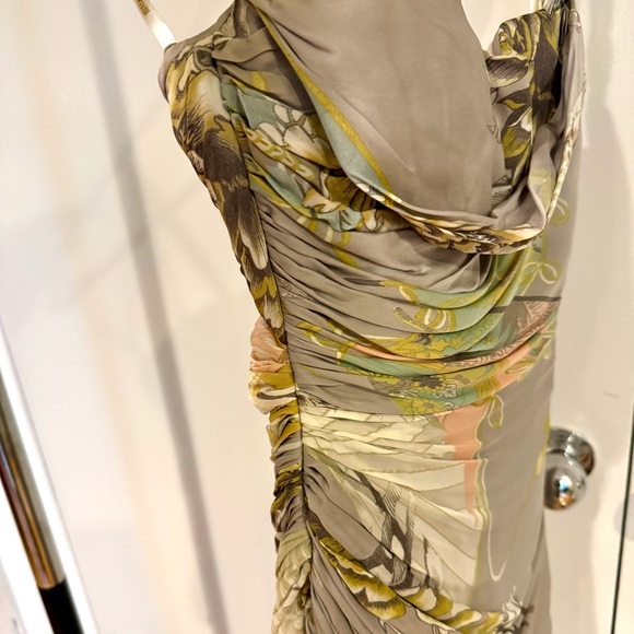 ROBERTO CAVALLI GRAY & FLORAL PEONT GOWN SIZE 38, STUNNING BALLGOWN - Picture 5 of 17